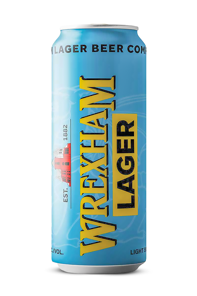 Wrexham Lager can on a white background