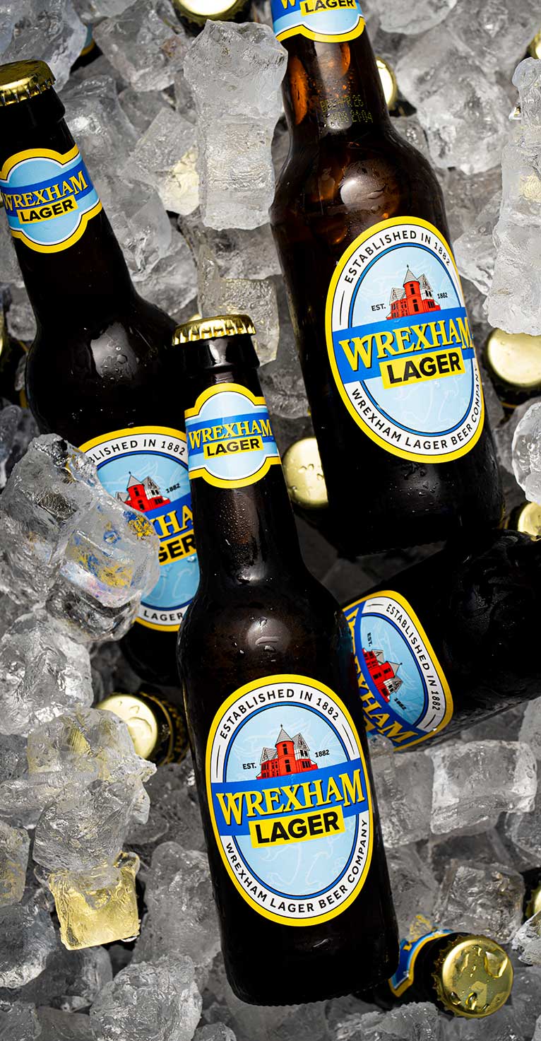 Bottles of Wrexham Lager on ice