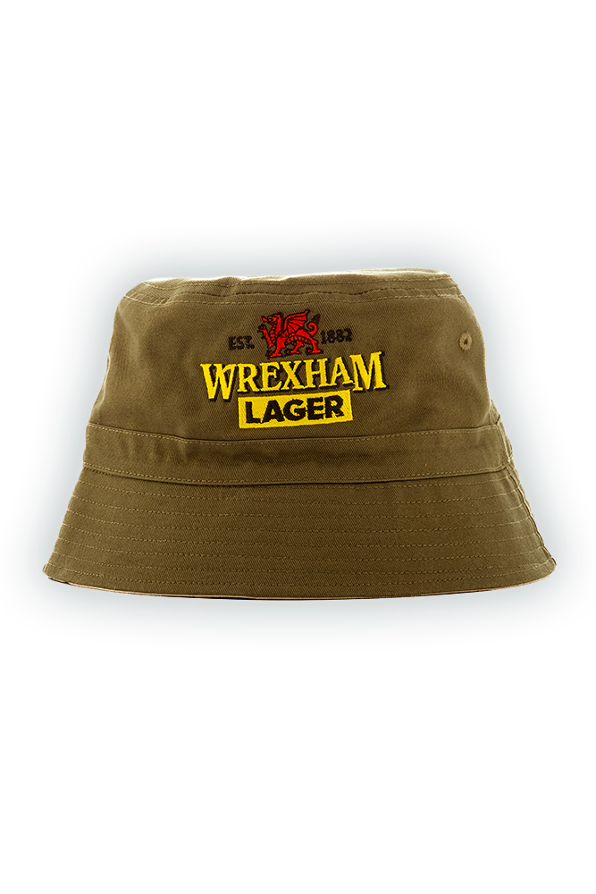 khaki green hat with Wrexham Lager logo 