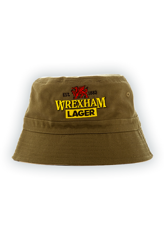 khaki green hat with Wrexham Lager logo 